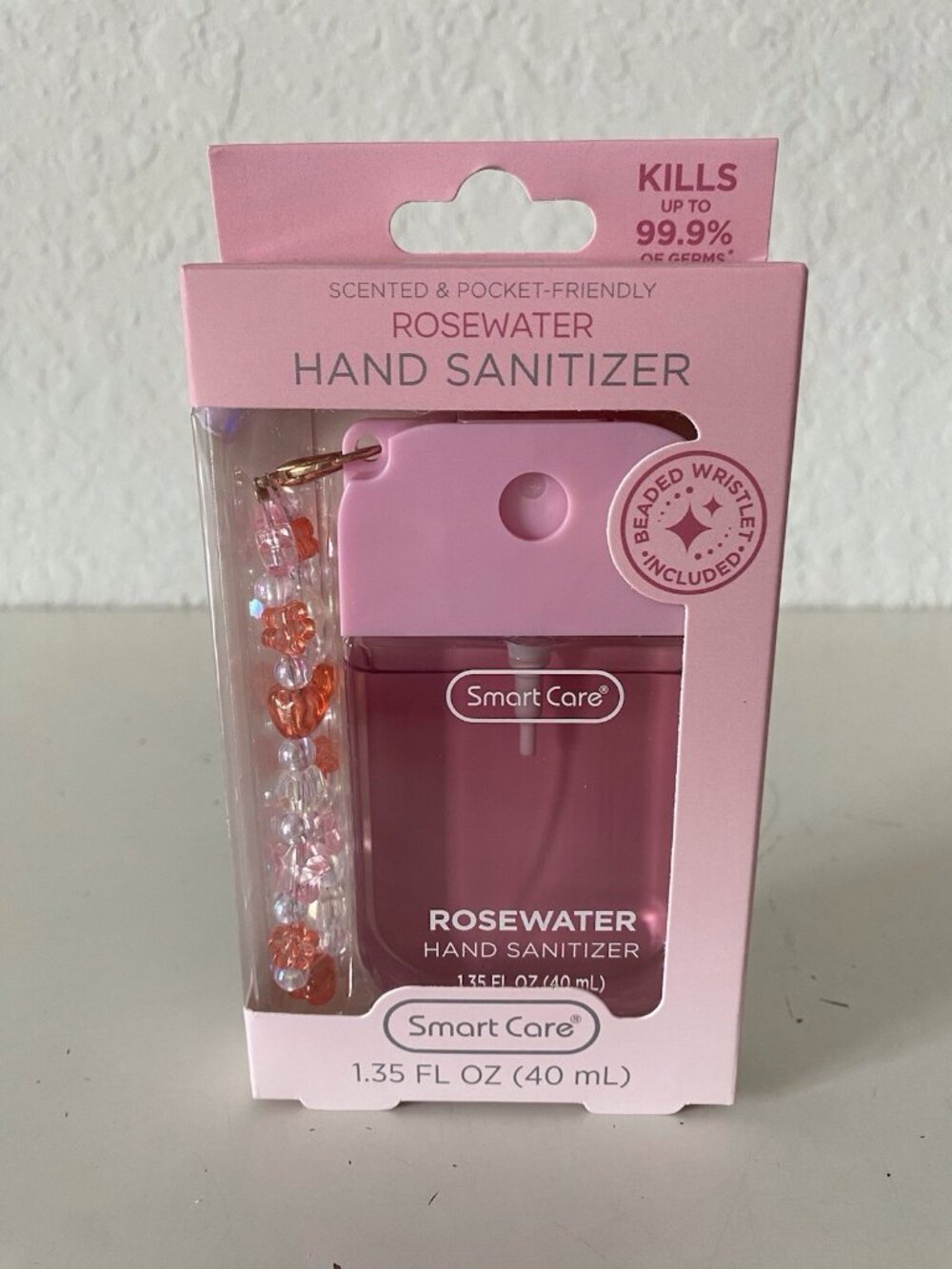 Smart Care Scented Hand Sanitizer Spray 1.35 Oz Rose Water W/ Beaded Wristlet